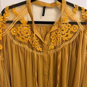Mustard lace shoulder top